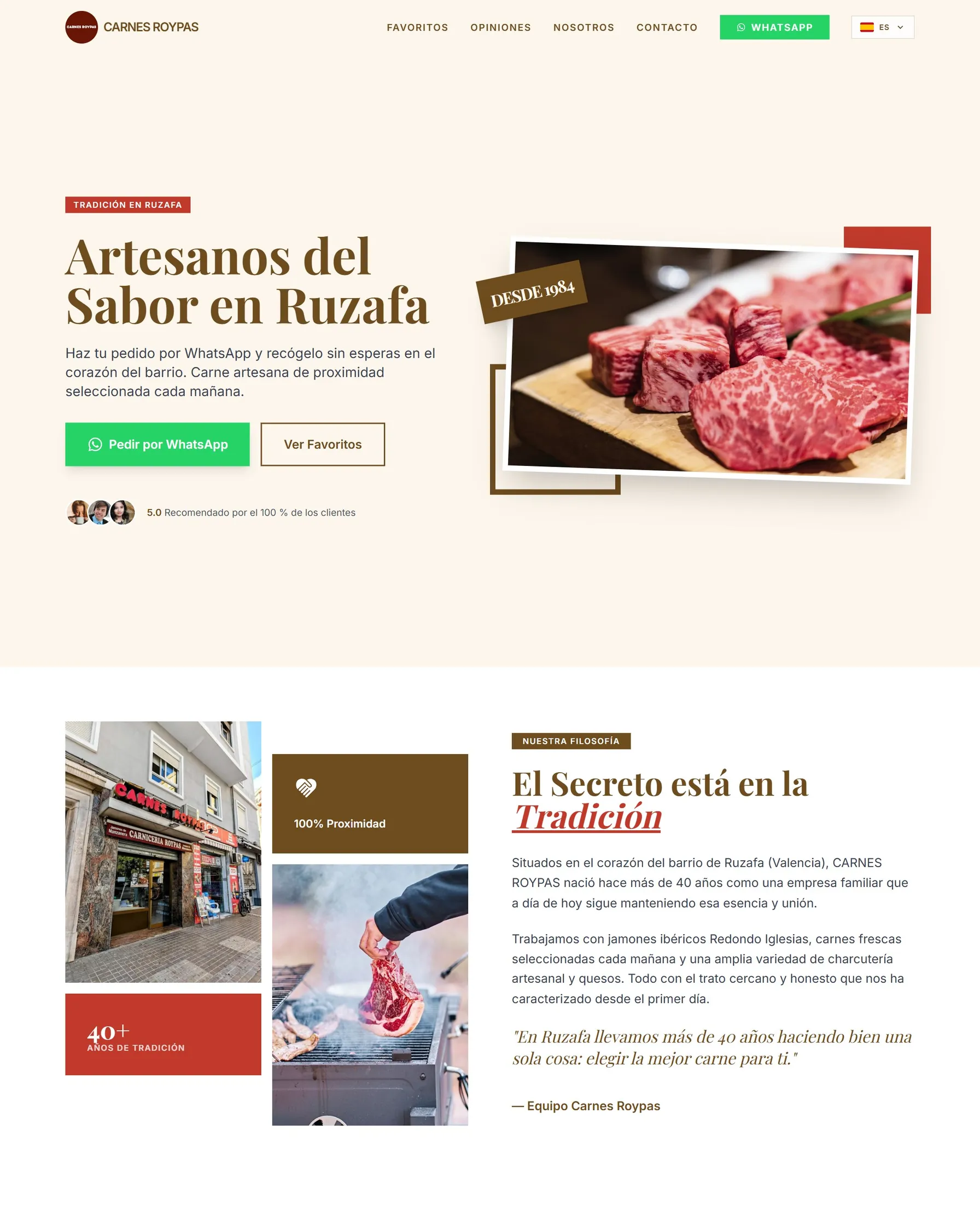Detalle de la web de Carnes Roypas
