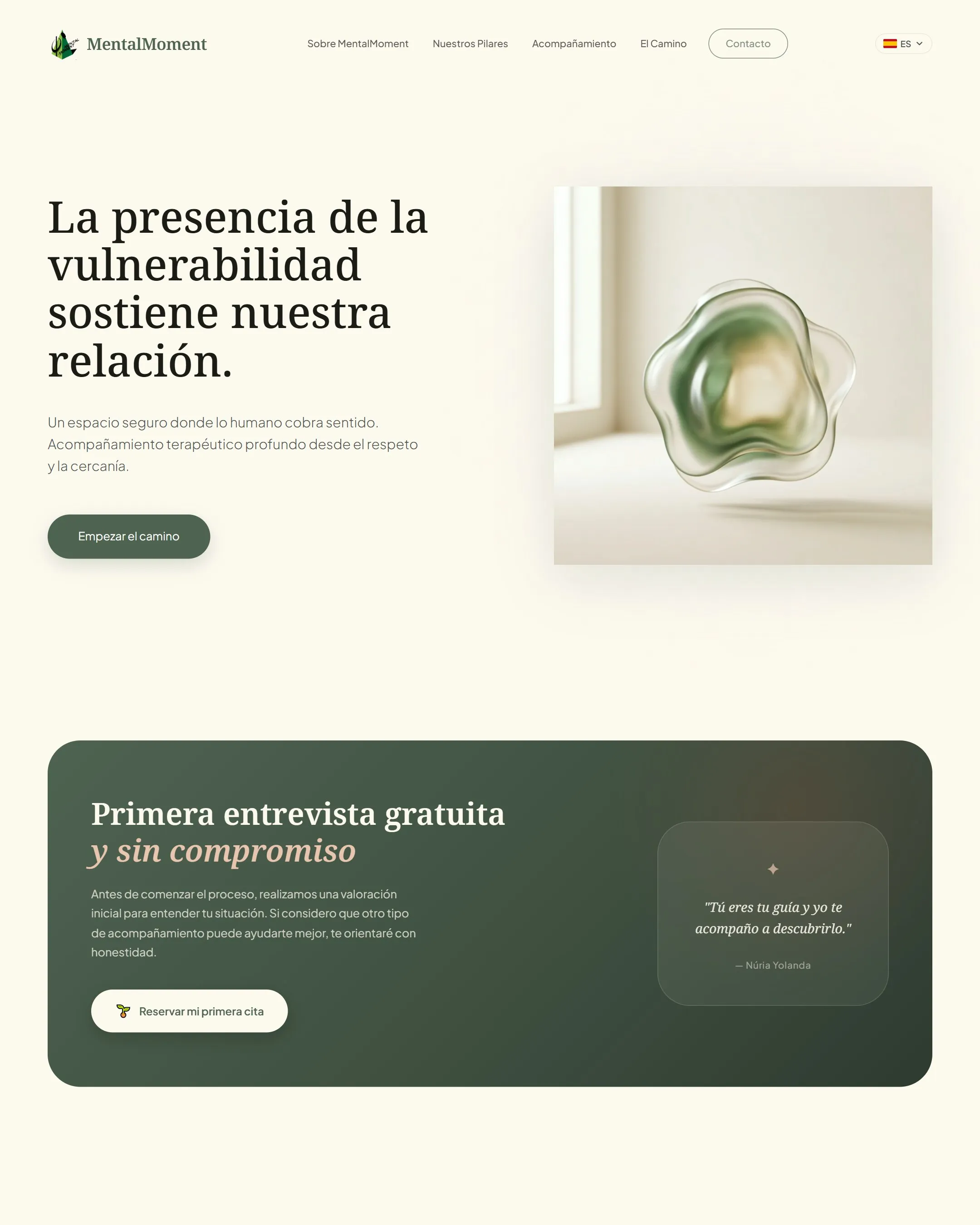 Detalle de la web de MentalMoment