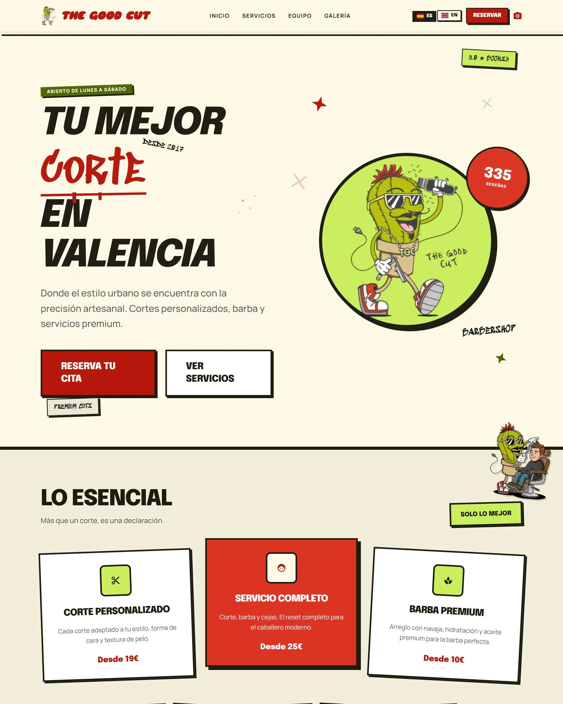 Detalle de la web de The Good Cut